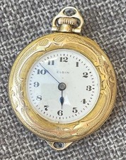 1915 Pendant Pocket Watch Elgin Ladies 3/0s Gr. 413 Gold Filled Ornate Case Runs