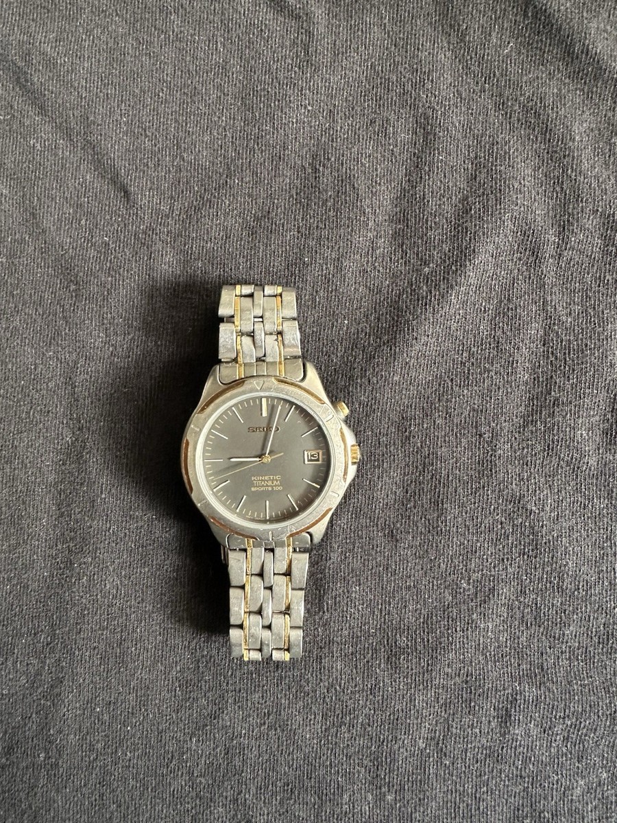 Seiko Kinetic Titanium Sports 100 Gray Dial Two-Tone Titanium