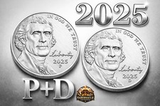 2025  P &D Jefferson Nickel 5¢ cent -  Set of 2  Uncirculated Coins