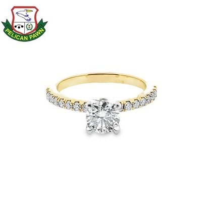 Elegant 14K Gold Round Diamond Engagment Ring W/Side Stones SZ 5 (LE (PSH027892)