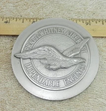Pratt & Whitney Aircraft Aviation Dependable Engines Paperweight Nickel Silver !