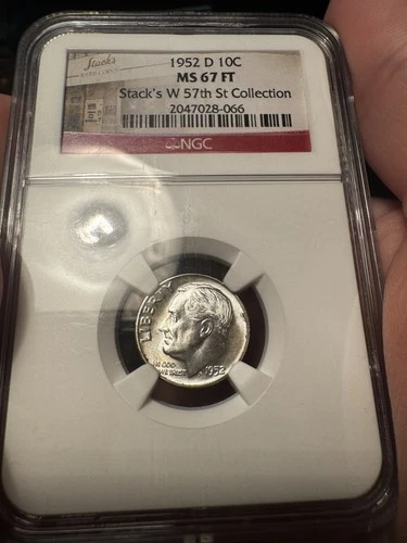 1952 D Roosevelt Dime NGC MS67 FT Specialty Holder, Flashy