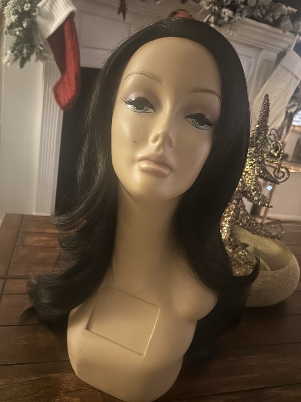 Black Silky CurlyWig Synthetic No Lace Wig Long Hair / Natural Looking / Heat ok