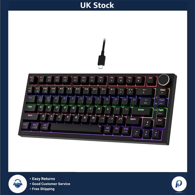 GM326 RGB Backlit Mechanical Keyboard - TKL Layout, Multi-Function Control Knob