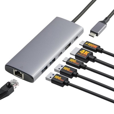 Retailer Basics 6-In-1 Usb-C 3.2 10G Hub Multiport Adapter 100W Power Delivery 4
