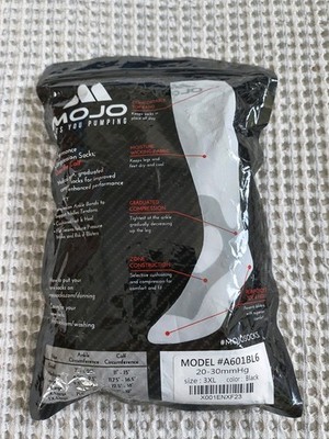 MOJO Compression Socks Over The Calf Black Plus Size 3XL Model A601BL6 20-30mmHg