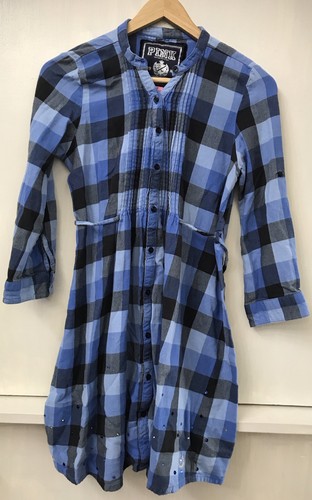 Victoria's Secret Pink Blue Plaid Flannel Shirt Dress Tie Back Womens Size Small - Picture 1 of 4