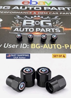 BMW 50th Anniversary Tire Valve Stem Caps Black Aluminum Hex Valve Caps Set of 4