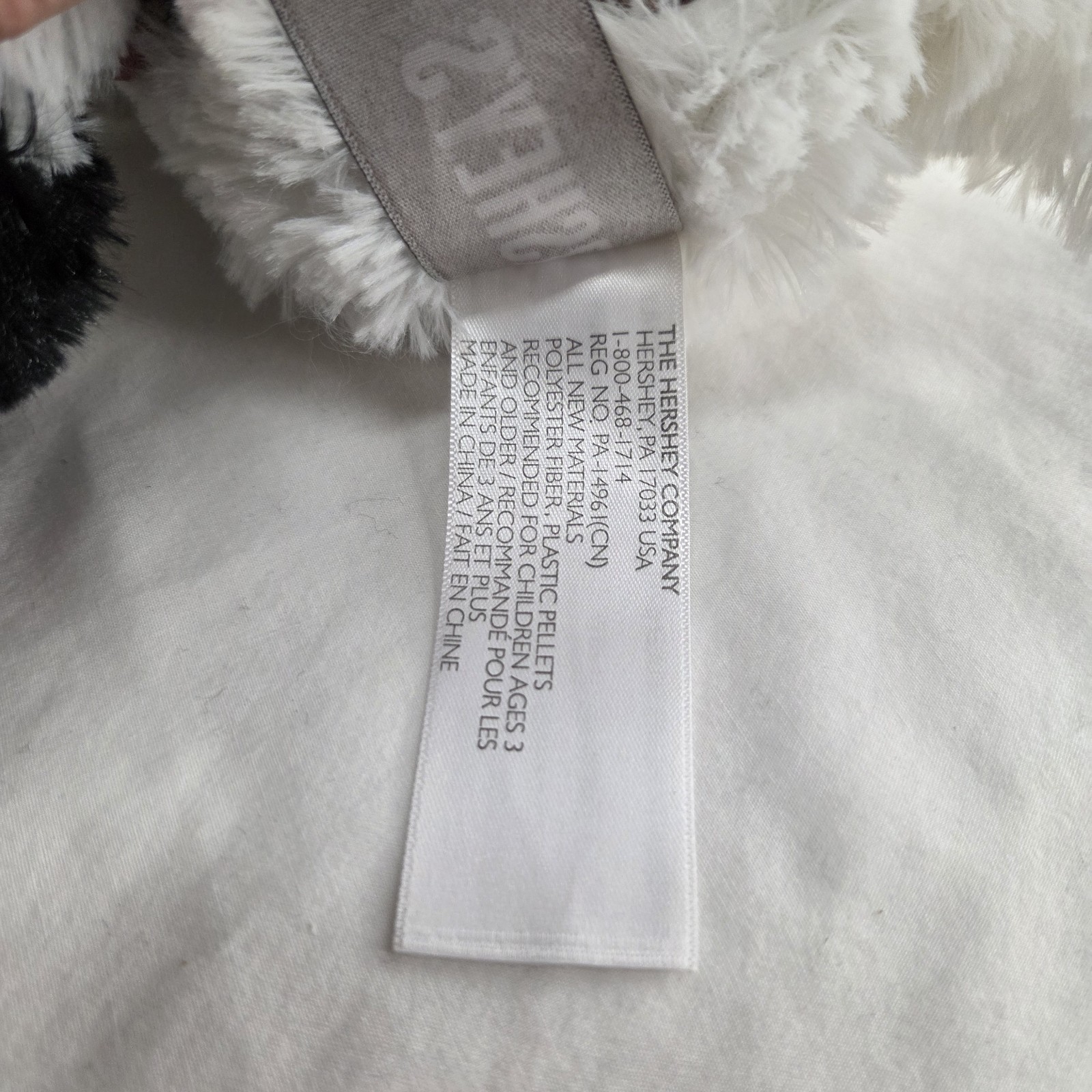 Hersheys Plush Cow Stuffed Animal Black White Pink Snout Horns Ears 12" Toy