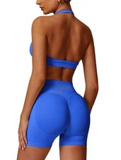 Workout Sets for Women Seamless High Waist Scrunch Butt Lifting Gym Shorts Ha...