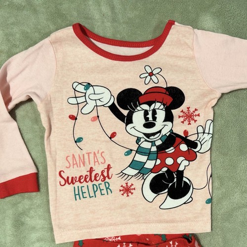 NWOT Minnie Mouse Toddler Girls Christmas Pajamas Set 2-Piece Size 18M NEW 12-18 - Afbeelding 2 van 9