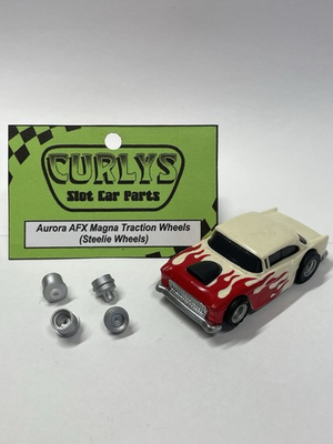 #ad Curlys Slot Car Parts Aurora AFX Magna Traction Steelie Wheels Set Repro $10.00