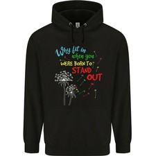 Born to Stand Out Autistic Autism ASD Mens 80% Cotton Hoodie