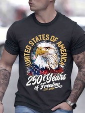 USA 250 Years of Freedom 1776-2026 Eagle Flag Patriotic T-Shirt Gift