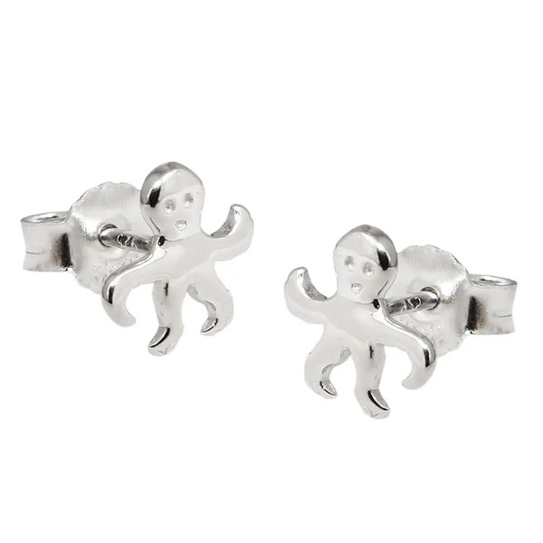 Ohrstecker Ohrring 8X9Mm Krake GläNzend Rhodiniert Silber 925 | Gallay-image
