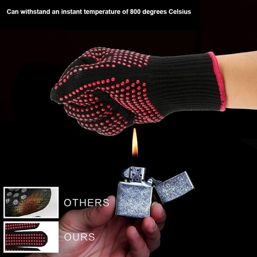2er Set hitzebeständige Handschuhe für Grillen Ofen & Kochen schwarz weiß - Picture 18 of 35