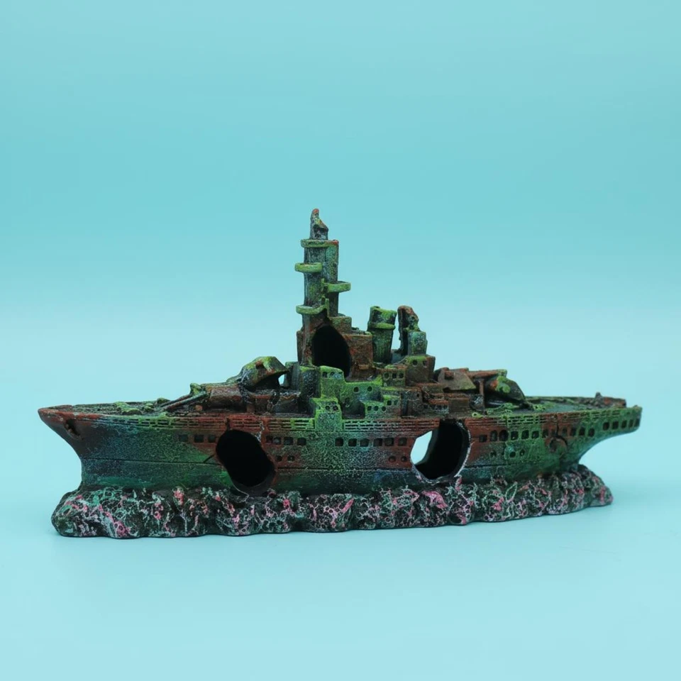 Épave Bateau Aquarium En Résine Épave de Navire de Guerre Décor Réaliste - Photo 2/4