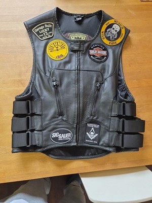 Icon Regulator Stripped D3O Lederweste   Gr. L/XL   Wie neu   inkl. Patches