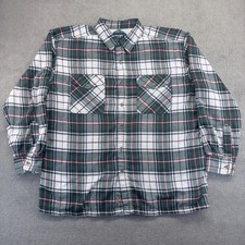 VTG Wrangler Flannel Mens XXL Green Plaid Cotton Sport Thermal Lined 90s Era