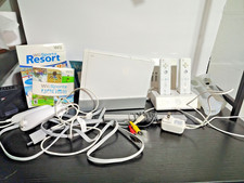 Nintendo Wii Console White Bundle with Controllers, Wii Sports. Wii Resort