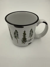 NWT Kings Canyon National Park Distressed White Ceramic Camp Mug w/ Green Trees