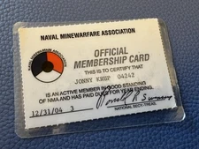 NAVAL MINIWARFARE ASSOCIATION Vintage SAMPLE ? Decal Military Membership Card