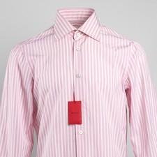 NWT 1150 KITON Pure Cotton Striped Dress Shirt Pink/White Size 15.5 /39