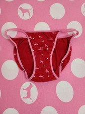 Rare VTG VS PINK Graphic Cotton Low Rise Double String Bikini Panty Size XS