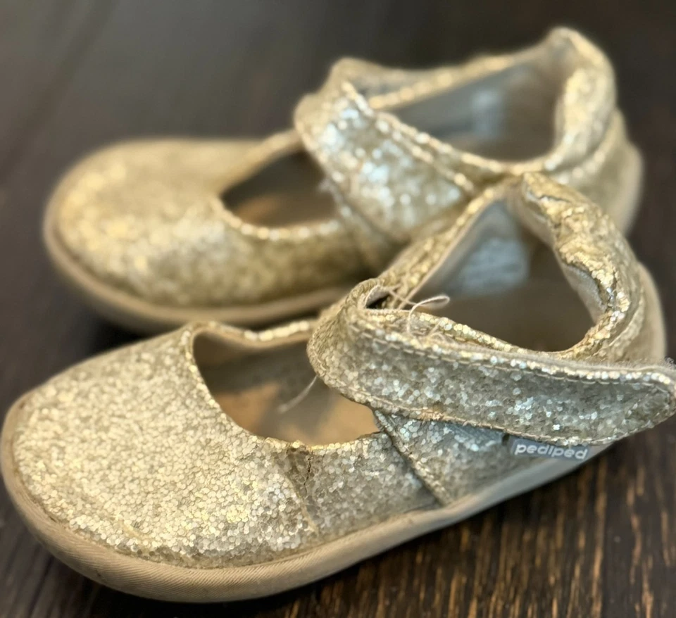 Zapatillas Pediped Niñas Bebé Niño Plateadas Brillantes Mary Jane EU 21 EE. UU. Talla 5.5 Foto 3 de 4