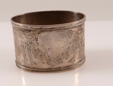 Serviettenring Silber R Jensen floral ziseliert Schleifen Monogramm DH Jugendsti