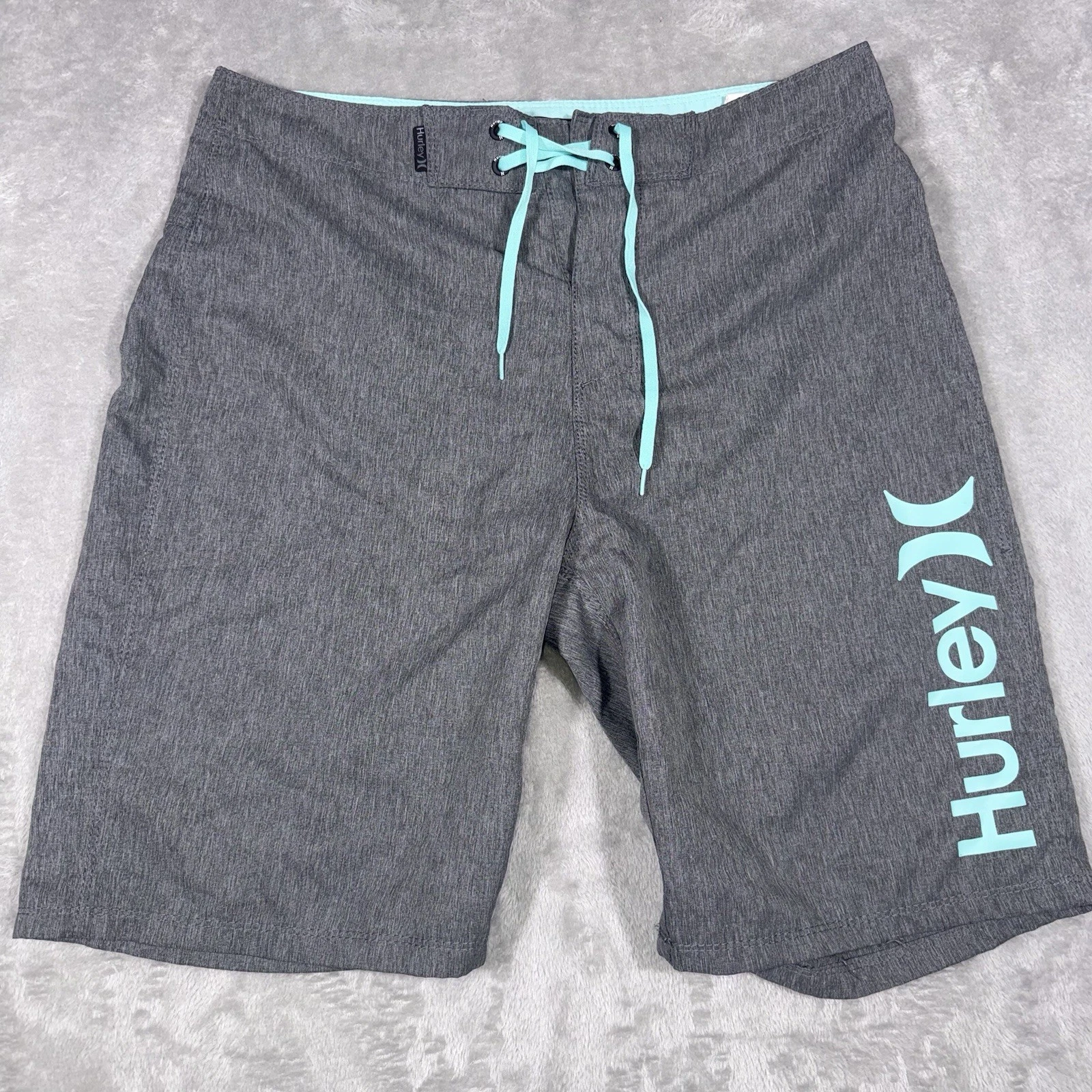Hurley Men’s Hybrid Board Shorts Gray & Teal Size 30 Surfer Beachy Coast Volley