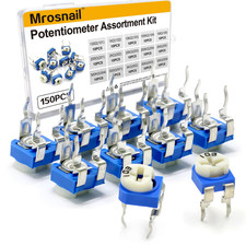 150Pcs Potentiometer Assortment Kit 15 Values 100Ω-2MΩ 6mm Trim Pot Resistors Se