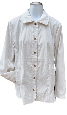 NEW Chicos Women s Stretch SZ 16/18 Blazer Striped Ivory Jacket MSRP $139.00