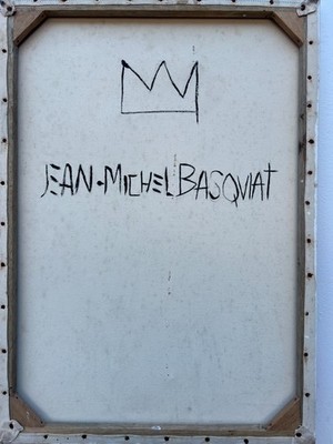 JEAN-MICHEL BASQUIAT ACRYL AUF LEINWAND 1982 GROSSES GEMÄLDE 27'' x 19''