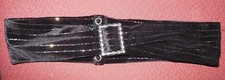 NWT Black Velvet Glittered snap back Belt Faux rhinestone buckle Small adult