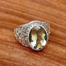 Green Amethyst Ring, 925 Sterling Silver Ring, Handmade Ring, Boho Designer Ring