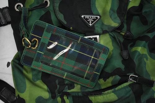 Prada Tessuto Nylon Green Camouflage Backpack Buckle Closure Leather Trim - Picture 6 of 12