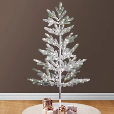 4Ft Lighted Artificial Pine Tree, Flocked Christmas Tree with 325 Warm White Lig