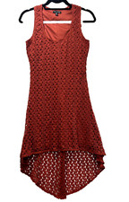 AS U WISH Open Knit Orange High-Low Lined Sleeveless Dress Women's Size Small