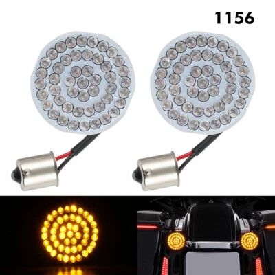 Ampoules Bullet 1156 2" Inserts de Clignotants à LED ambrés pour Harley Touring - Photo 1/4