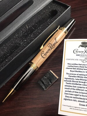 Authentic Crown Royal Hand Selected Barrel Pen W/ COA  Whiskey Stave Handmade