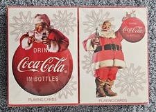 Lot de 2 jeux cartes à jouer vélo Coca-Cola Noël Père Noël 2008 NEUF MIMP rapide 