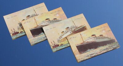 WHITE STAR LINE MV BRITANNIC & GEORGIC ONBOARD POSTCARDS RETURN VOYAGES 1933