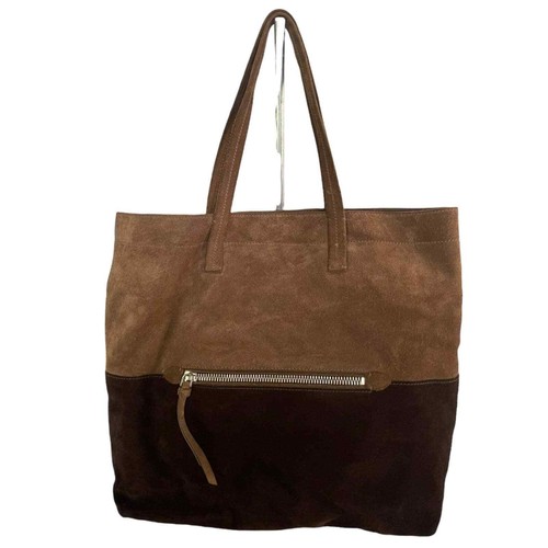 Prada Miu Miu Two Tone Suede Shopper Tote Handbag Brown Authentic - Picture 6 of 8