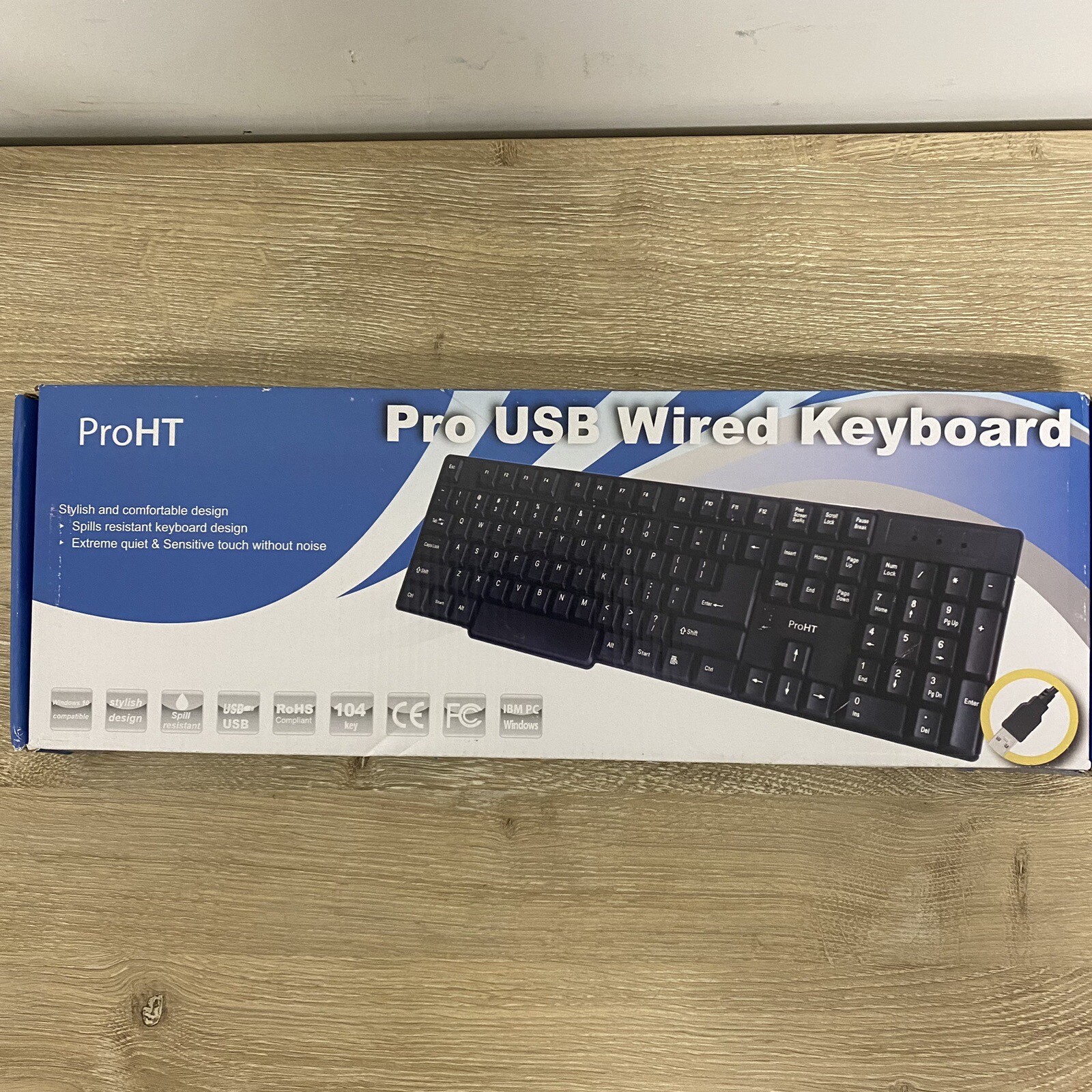 Inland ProHT Wired USB Keyboard with Comfortable Quiet Design