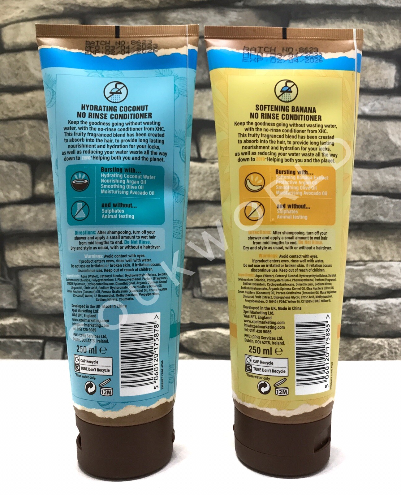 XHC LEAVE IN HAIR CONDITIONER NO RINSE COCONUT BANANA 2 X 250ML VEGAN