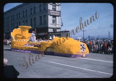Savoy Hotel Sign Tacoma Parade Float 35mm Slide 1950s Red Border Kodachrome