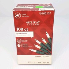  Holiday Living 100 Count Mini Clear Christmas Lights Indoor Outdoor Decor NOS
