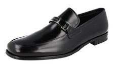 PRADA Leather Logo Loafer Slipper Dress Shoes 2DB160 Black NEW -  US 12 EU 45
