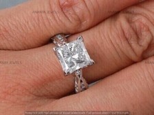 14K White Gold Plated 2.00 CT Princess Cut Moissanite Wedding Engagement Rings